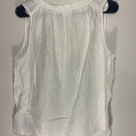 Gap Split Neck Metallic Striped Sleeveless Blouse - Picture 3 of 4